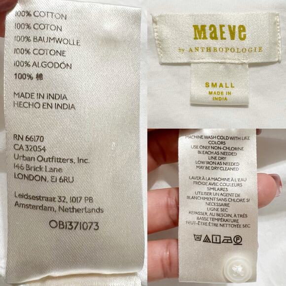 Maeve‎ X Anthropologie Women's White Button Long Sleeve Shirt Dress Size Small - Picture 12 of 12